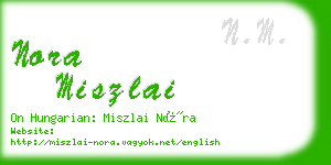 nora miszlai business card